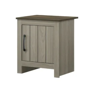Nena End Table with Cabinet Door, Brown Wood Top, Oak Gray 22 Inch