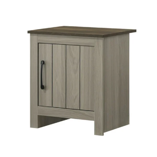 Nena End Table with Cabinet Door, Brown Wood Top, Oak Gray 22 Inch