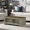 BM335498_5 Nena Coffee Table with Open Shelves, Brown Wood Top, Oak Gray 43 Inch