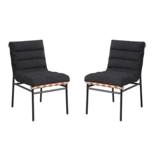 BM335500_4ad1f527-b394-4eaf-90f9-8baa8c1e2e8c Kive Dining Chair Set of 2, Iron Legs, Black Channel Tufted Boucle