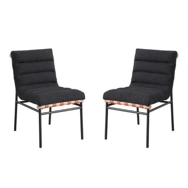 BM335500_4ad1f527-b394-4eaf-90f9-8baa8c1e2e8c Kive Dining Chair Set of 2, Iron Legs, Black Channel Tufted Boucle