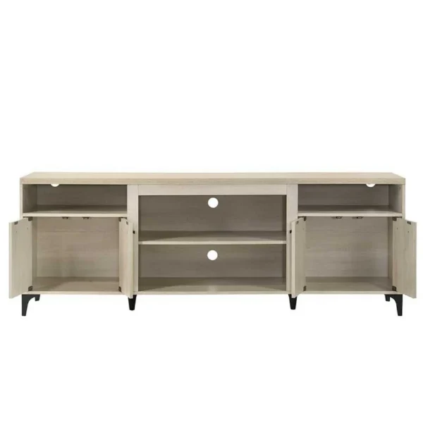 Evans TV Stand Media Cabinet, 4 Doors and Adjustable Shelf, Oak Brown