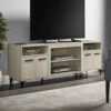 Evans TV Stand Media Cabinet, 4 Doors and Adjustable Shelf, Oak Brown