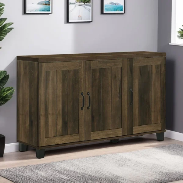 Elia Shoe Cabinet with 3 Doors and 6 Shelves, Dusty Oak Brown 45 Inch