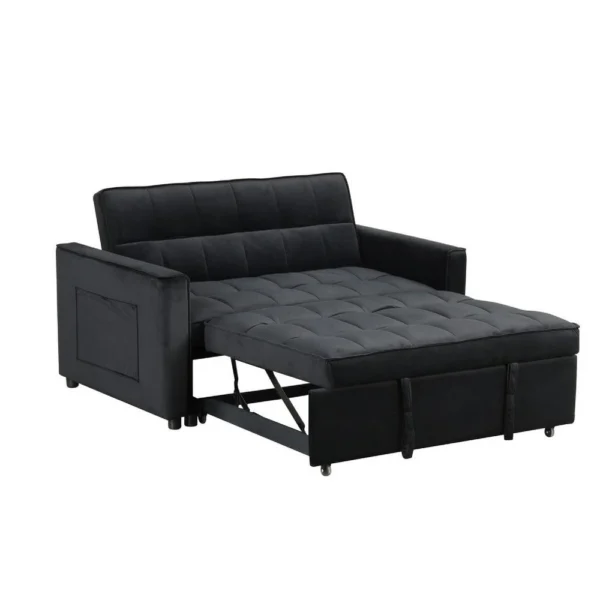 BM335516_1_4be7dbf9-4064-4dc0-a34b-182e987e3abb Marve Convertible Sleeper Loveseat, Side Pockets, Black Velvet 54 Inch
