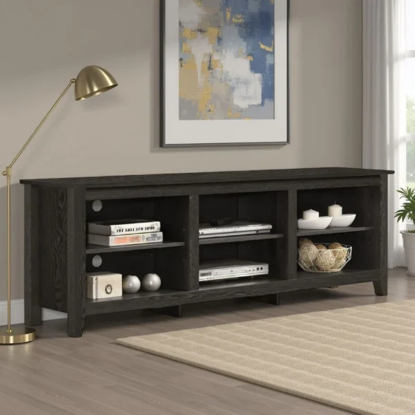 Nitto TV Stand Media Cabinet, Adjustable Open Shelf, Dark Gray 70 Inch