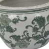 BM335633_3_42baea59-2730-417b-82c3-6f67922190b2 Hely 3 Planter Set, Green White Floral Glazed Ceramic 16, 12, 8 Inch