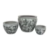 BM335634_1adc93f5-9ab3-4c16-8fca-bcefe0fa70ad Hely 3 Planter Set, Green Vine Pattern Gray Ceramic 20, 14, 10 Inch