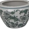 BM335634_3_5d8ae69a-b5f5-4351-877b-cd3873ab41ce Hely 3 Planter Set, Green Vine Pattern Gray Ceramic 20, 14, 10 Inch