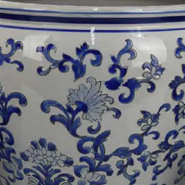 BM335635_1_7922dbda-6fe4-4451-aa66-2e329620ada5 Hely 3 Planter Set, Blue Floral Vine Off White Ceramic 20, 14, 10 Inch