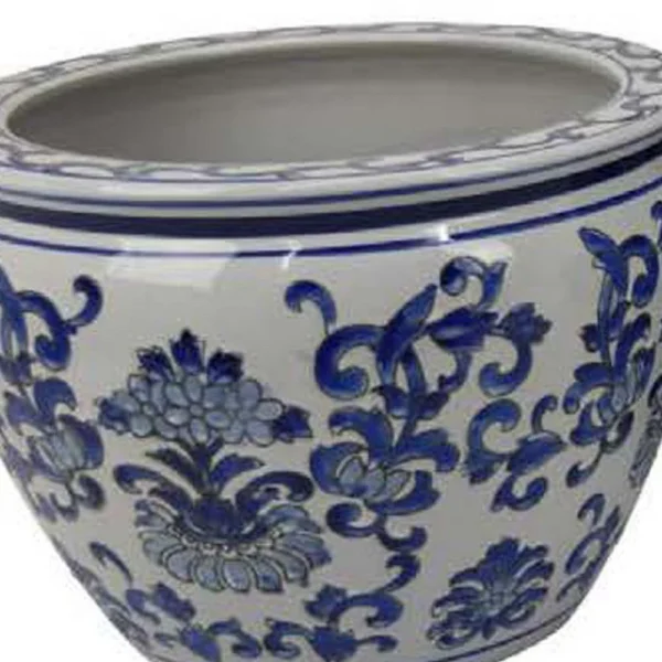 BM335635_3_36159fef-3fb9-418a-b259-b6d6ba5e89c0 Hely 3 Planter Set, Blue Floral Vine Off White Ceramic 20, 14, 10 Inch