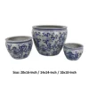 BM335635_4_9849284f-c83b-46d0-ab37-3f250ee2df88 Hely 3 Planter Set, Blue Floral Vine Off White Ceramic 20, 14, 10 Inch