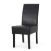 Dining Side Chair Set of 2, Black Rubberwood, Faux Leather Cushions