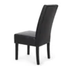 Dining Side Chair Set of 2, Black Rubberwood, Faux Leather Cushions