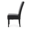 Dining Side Chair Set of 2, Black Rubberwood, Faux Leather Cushions