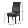 Dining Side Chair Set of 2, Black Rubberwood, Faux Leather Cushions