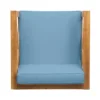 Juna Outdoor Accent Club Chair, Teak Brown Acacia Wood, Blue Fabric