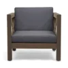 Juna Outdoor Club Chair, Charcoal Gray Water-Resistant Fabric, Acacia