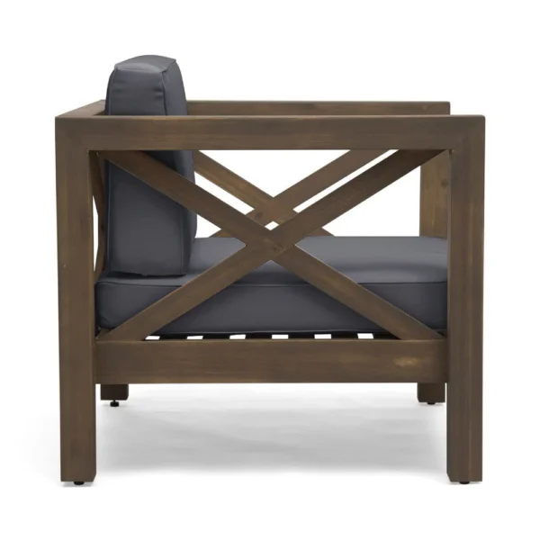Juna Outdoor Club Chair, Charcoal Gray Water-Resistant Fabric, Acacia