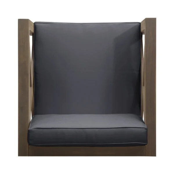 Juna Outdoor Club Chair, Charcoal Gray Water-Resistant Fabric, Acacia