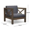 Juna Outdoor Club Chair, Charcoal Gray Water-Resistant Fabric, Acacia