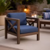 Juna Outdoor Club Chair, Charcoal Gray Water-Resistant Fabric, Acacia
