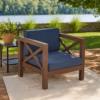 Juna Outdoor Club Chair, Charcoal Gray Water-Resistant Fabric, Acacia