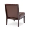 BM335656_2_e0799249-a165-4e44-8d67-c6795484d839 Armless Accent Chair, Tufted Dark Brown Faux Leather, Rubberwood Frame