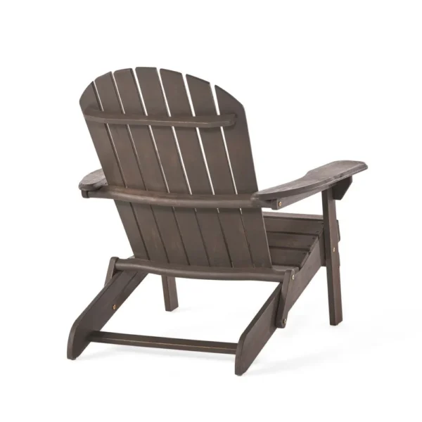 Libo Outdoor Adirondack Chair, Taupe Gray Acacia Wood, Slat Panels
