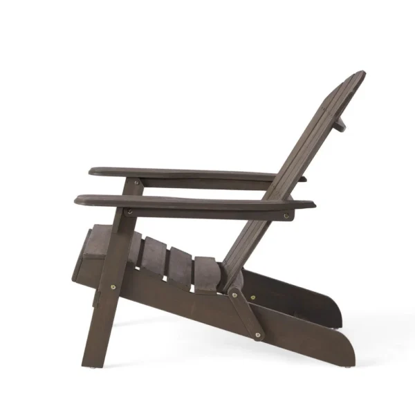 Libo Outdoor Adirondack Chair, Taupe Gray Acacia Wood, Slat Panels