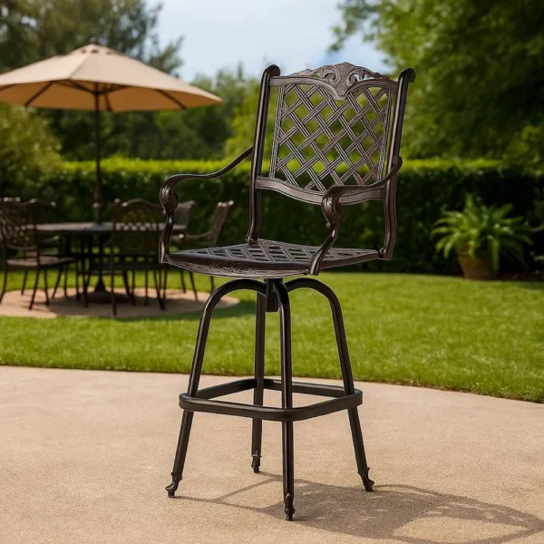 BM335724_7 Outdoor Barstool Chair, Swivel Function, Coppertone Aluminium Finish