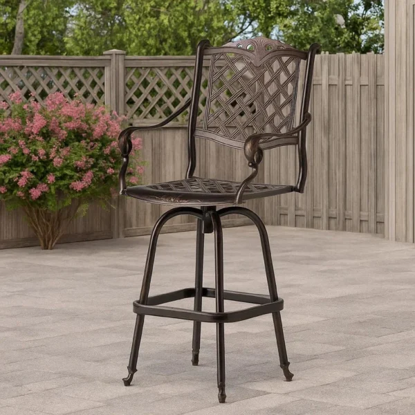 BM335724_8 Outdoor Barstool Chair, Swivel Function, Coppertone Aluminium Finish