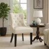 BM335763_5 Chen Dining Chair Set of 2, Beige Fabric Upholstered Tufted Backrest