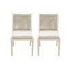 Orry Dining Side Chair Set of 2, Beige Roped Back, Acacia Wood