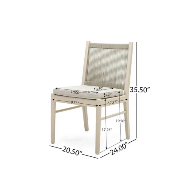 Orry Dining Side Chair Set of 2, Beige Roped Back, Acacia Wood