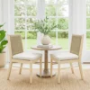 Orry Dining Side Chair Set of 2, Beige Roped Back, Acacia Wood