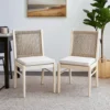 BM335775_5 Orry Dining Side Chair Set of 2, Sand Brown Roped Back, Acacia Wood