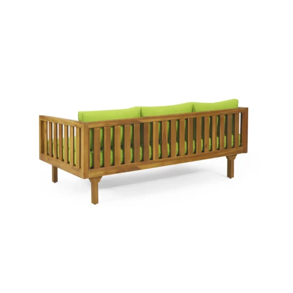 BM335823_2_01203b5f-09ea-4f7d-b8aa-0501870dd08b Clara Outdoor Daybed, Brown Wood Slat Back, 68 Inch Green Fabric