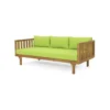 BM335823_f6ee8108-e4da-4c8f-9cc6-5aa7dc16b5e5 Clara Outdoor Daybed, Brown Wood Slat Back, 68 Inch Green Fabric