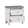 Amby Nightstand, 2 Drawers, Farmhouse Antique White, Gray Acacia Wood