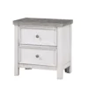 Amby Nightstand, 2 Drawers, Farmhouse Antique White, Gray Acacia Wood