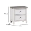 Amby Nightstand, 2 Drawers, Farmhouse Antique White, Gray Acacia Wood