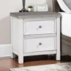 Amby Nightstand, 2 Drawers, Farmhouse Antique White, Gray Acacia Wood