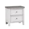 Amby Nightstand, 2 Drawers, Farmhouse Antique White, Gray Acacia Wood