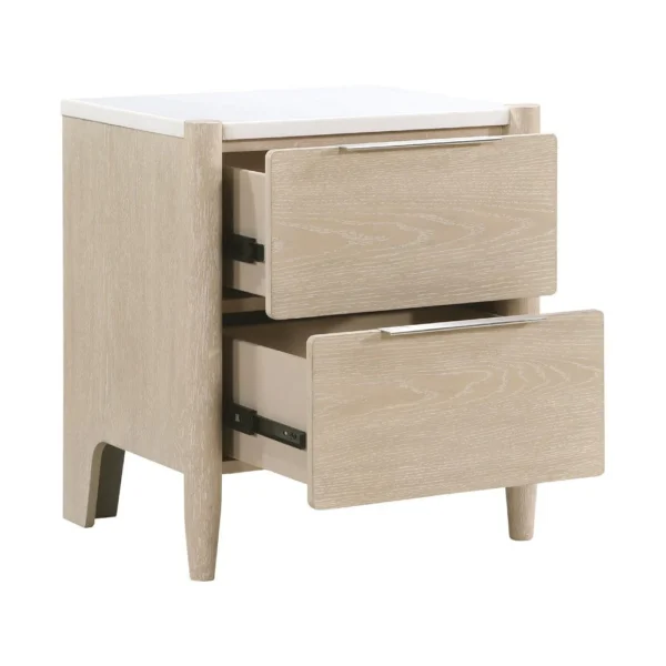 BM335835_2_97b9e891-d199-448a-b095-b1a28084fb6b Maty Nightstand, 2 Drawers, White Marble Top, Light Oak Brown Ceruse