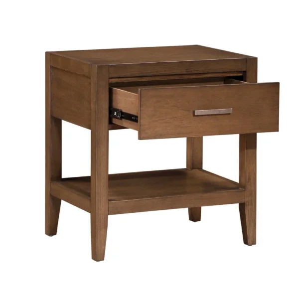 BM335838_1_0188e477-a7f9-4352-b57d-daf1c12cf89e Evi Nightstand, 1 Drawer w Lower Open Shelf, Brushed Rich Brown Wood