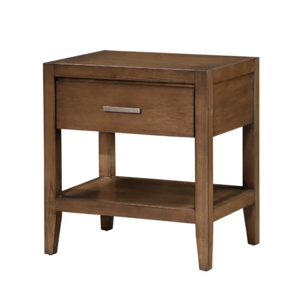 BM335838_2_a01585e5-da20-476c-952f-702f50072e54 Evi Nightstand, 1 Drawer w Lower Open Shelf, Brushed Rich Brown Wood
