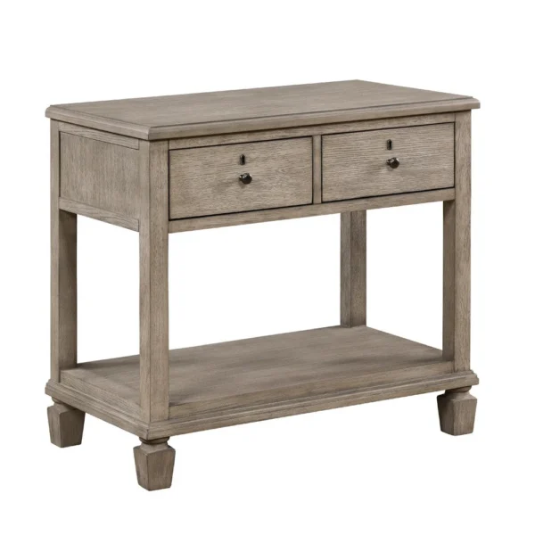 Cely Nightstand, 2 Drawers with Lower Open Shelf, Gray Oak Veneer