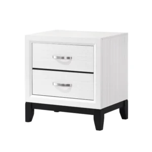 BM335853_2_b2316da8-b2bc-47ff-a6e3-05fdb59624f2 Ameya Nightstand, 2 Drawers w Chrome Handles, White and Black, 25 Inch