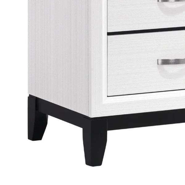 BM335853_3_e98ae043-103b-43f3-b852-d1e472dbd410 Ameya Nightstand, 2 Drawers w Chrome Handles, White and Black, 25 Inch